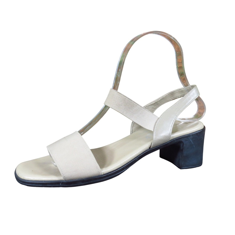 Munro 7 Women Block Heel Slingback Sandals Size 7 Narrow Casual Tan Leather